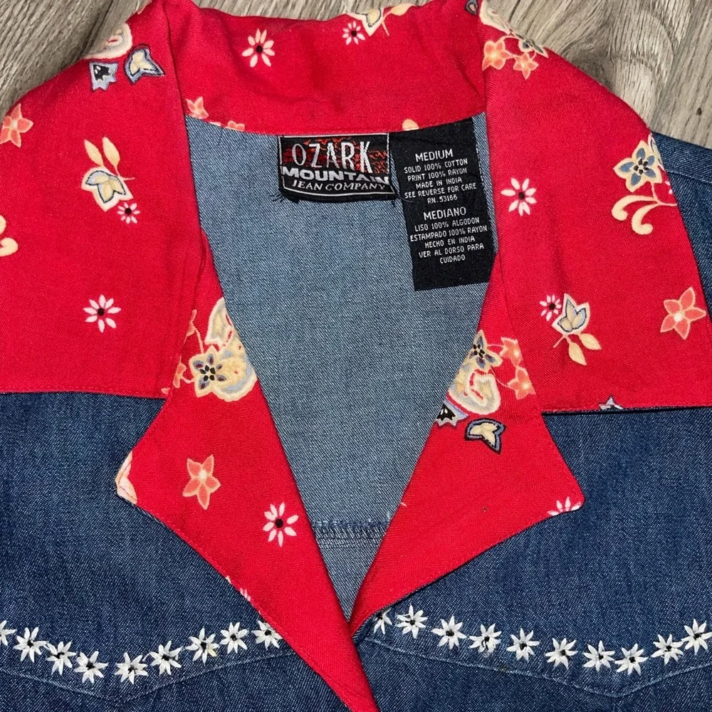 Vintage‎ Ozark Mountain Jean Co Denim embroidered vest Women’s Size M - Picture 4 of 7